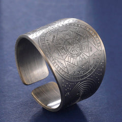 Dawapara Seal of The 7 Archangels Protection Ring Amulet Metatron Cube Lilith Symbol The Secrets of King Solomon Vintage Jewelry