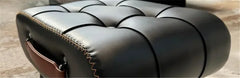 PU Leather Small Ottoman Foot Stool with Wood Legs