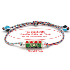 Lucky Eye Adjustable Colorful Braided Rope Bracelet Turkish Evil Eye Bead Copper Zircon Charm Bracelet for Women Men Jewelry