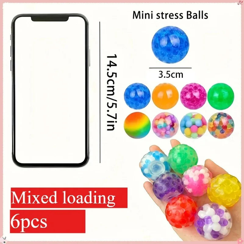 6PCS Mini Rainbow Squishy Stress Balls – Sensory Fidget Set