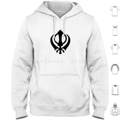 Khanda Hoodie Cotton Long Sleeve Khanda Sikhi Sikh Sikhism Religion Religious Punjab Punjabi Singh Kaur Sikh Symbol