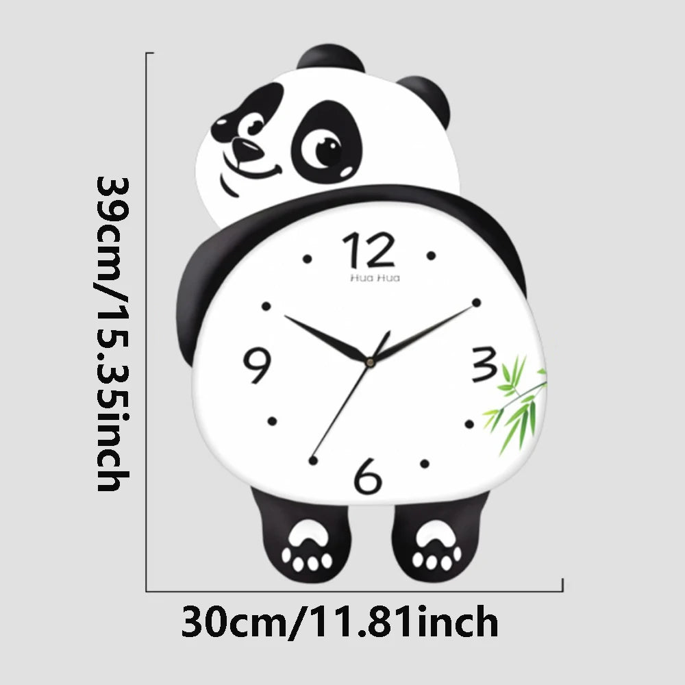 Panda Cartoon Foot Pendulum Clocks Kids Wall Clock for Children Room Slient Cloud Watch Study Living Room Decoration Home Decor