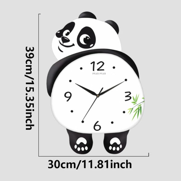 Panda Cartoon Foot Pendulum Clocks Kids Wall Clock for Children Room Slient Cloud Watch Study Living Room Decoration Home Decor