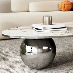 Nordic Oval Coffee Table Marble Top Luxury Design Metal Frame Legs Coffee Cabinet Living Room Floor Mueble Living Room Furniture