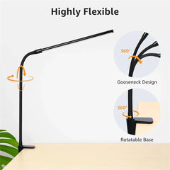 Double Head Dimmable LED Clip Desk Lamp Computer Table Lamps Monitor Light for Office Reading Architectural Lighting