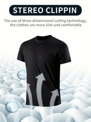 Men’s 4-Pack Black Quick-Dry Round Neck T-Shirts – Fitness & Gym