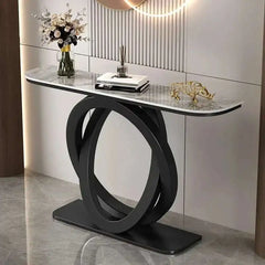 Luxury tablet computer console table Italian semi-circular iron entrance cabinet table Console Tables Creative corridor end view