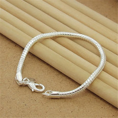 Hot Sale 925 Sterling Silver Chain Solid Bracelet for Women Mens Charm Party Gift Wedding Fashion Jewelry
