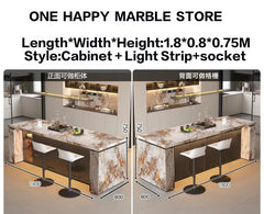 Luxury Marble Kitchen Island Dining Table, Custom Modern Bar Countertop, High-End Open Kitchen Design, Integrated Home Furniture Kitchen Display Cabinets Kitchen & Dining Furniture