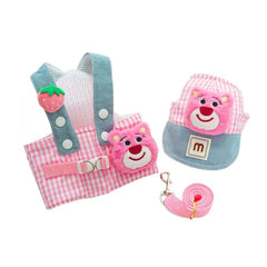 Cartoon Pet Harness Leash Sun Hat Set Cute Kitten Puppy Costume Cat Small Dogs Vest Harness Rope Cap 3pcs Outdoor Pet Shop