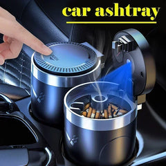 Universal Car Ashtray with LED Light Smokeless Aluminum Cup