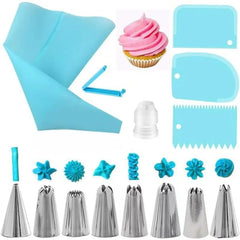 Silicone Piping Bags and Tips Set Cake DIY Decorating Kit with Stainless Steel Nozzle Reusable Silicone Pastry Baking tool Cooking Essentials, Kitchen Tools