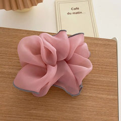 Korean Big Scrunchies – Pink & White Hair Bands for Women
