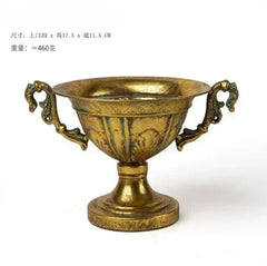 Vintage High Foot Iron Vase Classical Living Room Dry Flower Arrangement Accessories Creative Home Metal Flower Pot Decoration