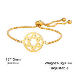 Skyrim Star of David Map Charm Bracelet Women Men Stainless Steel Adjustable Box Chain Bracelets Jewish Jewelry Gift Wholesale