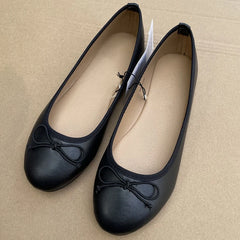 2026 Spring Elegant Bowknot Ballet Flats Classic Shoe Round Toe Comfort Slip-On Women Fashion Loafers Leather Mules Flat Shoes