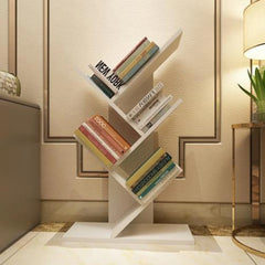 【Breeins】Rustic Standing Tree Bookshelf Wood Display Rack For Home Office FurnitureStorage Organizer Shelf Bookcase