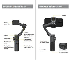 AOCHUAN Smart XE Gimbal Stabilizer 3-Axis Foldable Handheld Stand For iPhone Android With Focus Wheel For Vlog Live Streaming