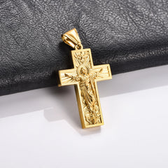 Religious Stainless Steel Cross Pendant Necklace for Women Men Charms for Chain Choker Christian Metal Jewelry Making Accessory