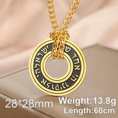 Dawapara Jewish Star of David Hebrew Shema Necklace Judaica Prayer Blessing Holy Pendant Stainless Steel Kabbalah Jewelry