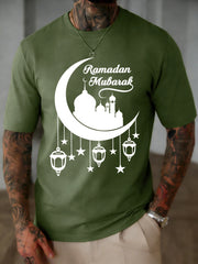Islamic Ramadan Mubarak Moon Print Mens T Shirt Cotton Loose T-Shirts Summer New Fashion Clothes Male Casual All-Match Sportswear