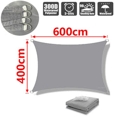 Outdoor Shade Sail, 300D Polyester Waterproof UV-Proof Awning, Sunshine Canopy for Terrace, Carport, Backyard, Garden, etc