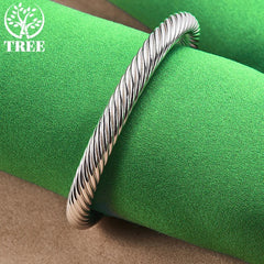 ALITREE 925 Sterling Silver Fashion Bangles Twists Bangle For Women Mens Fashion Birthday Wedding Party High Quality Jewelry