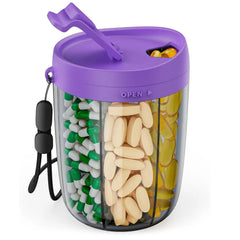 6 Grids Large Pill Cup Bottle Organizer Supplement Organizer for Holding 6 Various Vitamins Travel Pill Case Box Straw Container