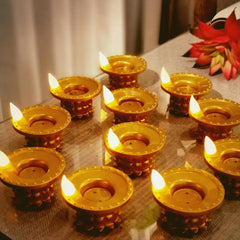 NEW 12 Pcs Diwali Diyas Lamp Decorations, Diwali Led Water Sense Lights, Waterproof Flameless Lotus Tea Lights,Oil Lamps