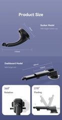 Joyroom Car Phone Holder Mount Car Strong Suction Hands-Free Universal Cell Phone Stand For Dashboard/Windshield 360° Rotation