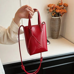 PU Leather Mini Crossbody Bag for Women 2025 New Korean Fashion Luxury Shoulder Bags Female Simple Retro Handbags and Purses