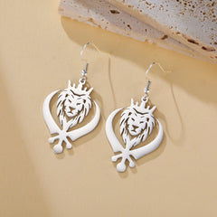 LIKGREAT Lion King Crown Dangle Earrings Sikh Khanda Punjabi Symbol Stainless Steel Jewelry Vintage Gift For Women