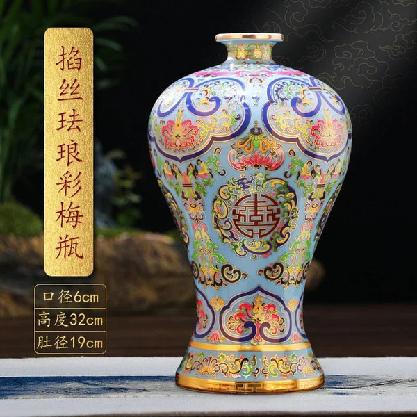 Jingdezhen-Ceramic Flower Vase Antique Enamel Pots for Plants Chinese Living Room Home Decor Versatile Practical Floor Ornaments