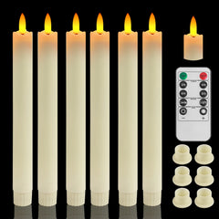 6Pcs Flameless Taper Candles with Holder & Remote LED Candlesticks Battery Operated Flickering Window Candle for Christmas Decor