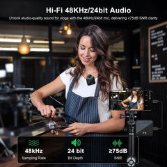 3in1 Wireless Lavalier Microphone for Camera,Android,iPhone,Microphone for Video Recording Recording Podcast Noise Reduction Mic