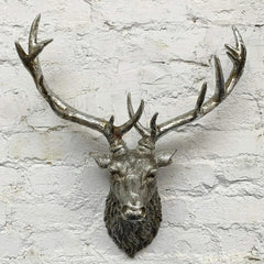 Rustic Metal Stag Deer Head Wall Hanging Mounted Animal Sculpture Decoration for Living Room Office Bar Retro Iron Art Gift