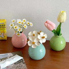 Ins Ceramics Flower Vase Nordic Hydroponics Vases Creative Room Decor Mini Flower Bottle Pots Desktop Ornament Craft