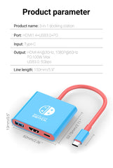 3 in 1 USB C Docking Station 4K HDMI GAME HUB Adapter 100W PD USB 3.0 Hub for Switch, MacBook & Phones
