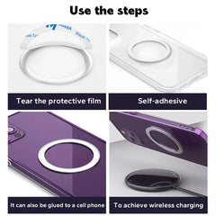 Universal Magnetic Metal Plate Ring For Samsung iPhone Magsafe Wireless Charger Car Phone Holder Sticker Round Magnet Patch