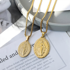 1Pc Stainless Steel Our Lady Virgin Mary Pendant Medalla Milagrosa Charms  Silver Color Religious Jewelry Accessories