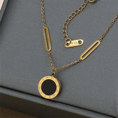 Fashion Roman Digital Wafer Pendant Necklace Stainless Steel Party Jewelry Sexy Choker