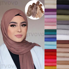 80*180cm Modal Rayon Cotton Muslim Jersey Hijab Women Solid Color Scarf Ramadan Long Shawl Plain Soft Turban Wraps Headband