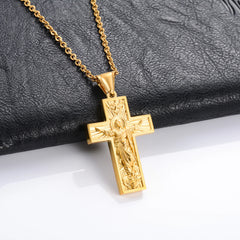 Religious Stainless Steel Cross Pendant Necklace for Women Men Charms for Chain Choker Christian Metal Jewelry Making Accessory