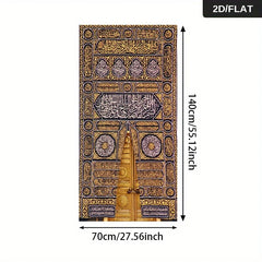 1pc Large Modern Golden Kaaba Door Mecca Islamic Canvas Painting Wall Art, Frameless Large Kaaba Wall Art for Living Room Decor