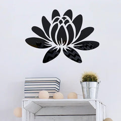 Lotus 3D Mirror Wall Art Sticker Home Living Room Bedroom Office Hallway Wall Decor Acrylic Mirror Reflective Wall Sticker