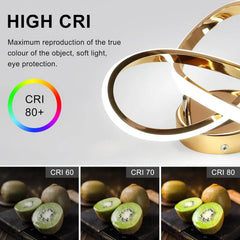 30W Clover LED Aluminum Ceiling Light, Gold Ceiling Light, 6500K White Light Ceiling Light Suitable for Bedrooms, Dining Rooms