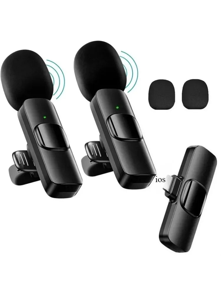 Basix Mini Wireless Lavalier Microphone Noise Cancelling for iPhone Android Cameras - Portable Wireless Mic for Live Interviews