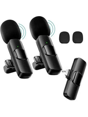 Basix Mini Wireless Lavalier Microphone Noise Cancelling for iPhone Android Cameras - Portable Wireless Mic for Live Interviews