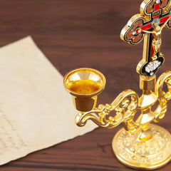 Orthodox Cross Menorah, Jesus Menorah, Zinc Plated Menorah, Church Supplies, Religious Gifts