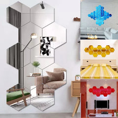 Hexagon Acrylic 3D Mirror Wall Stickers – DIY Decor Set